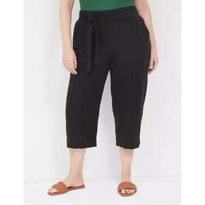 Lane Bryant Wide Leg Capri Pants 24 Black Pull On NWT